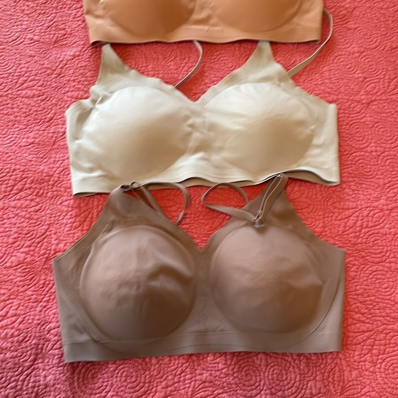 Bras lot of 3. Sz L Nude gray lilac. Padded removable cups adjustable straps - Picture 3 of 12